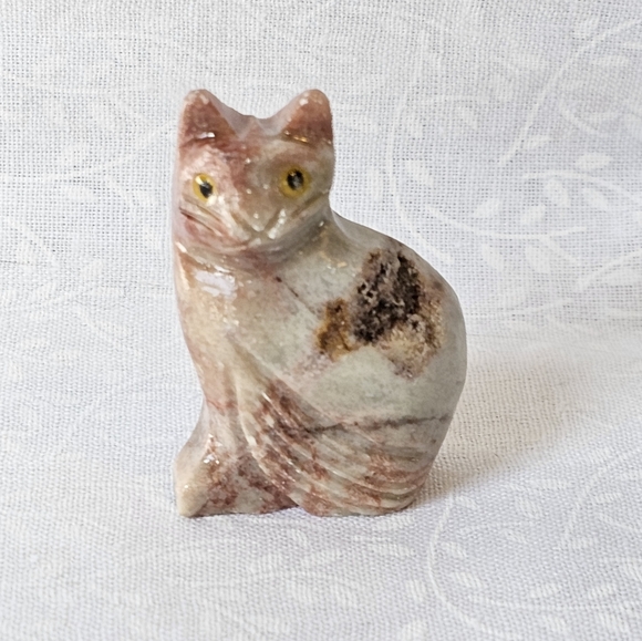5 Soapstone Crystal Cats Kittens - Picture 11 of 12